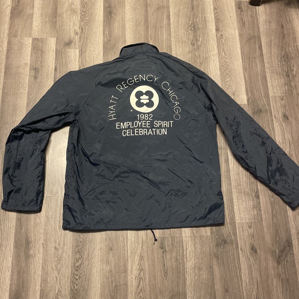 Vtg 1982 Hyatt Regency Chicago Employee Spirit Coach Jacket XL Black Retro 80s